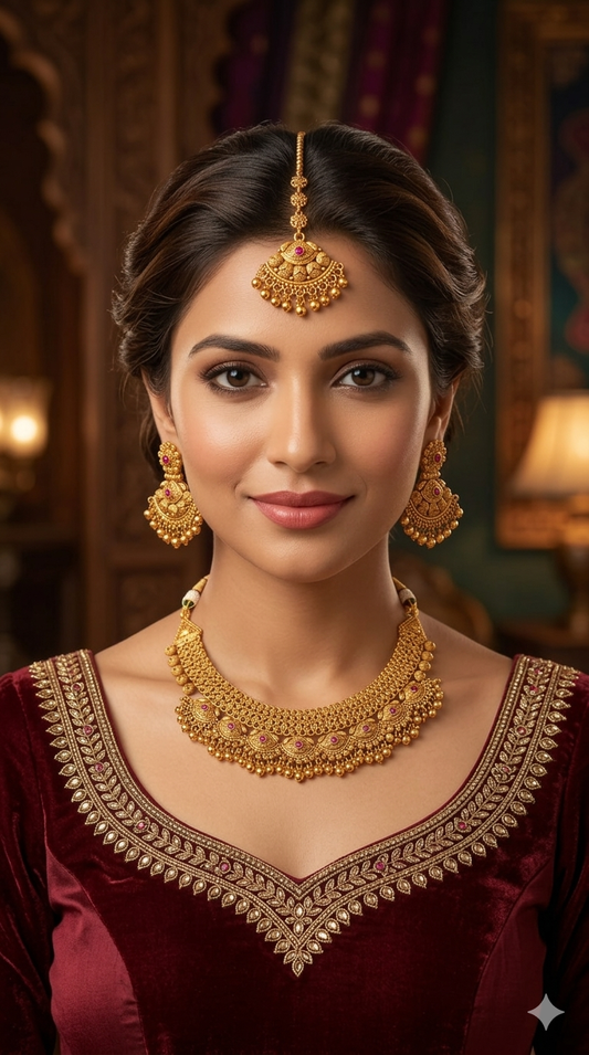 Gold Polki Ruby Necklace Jewellery Lucy Set