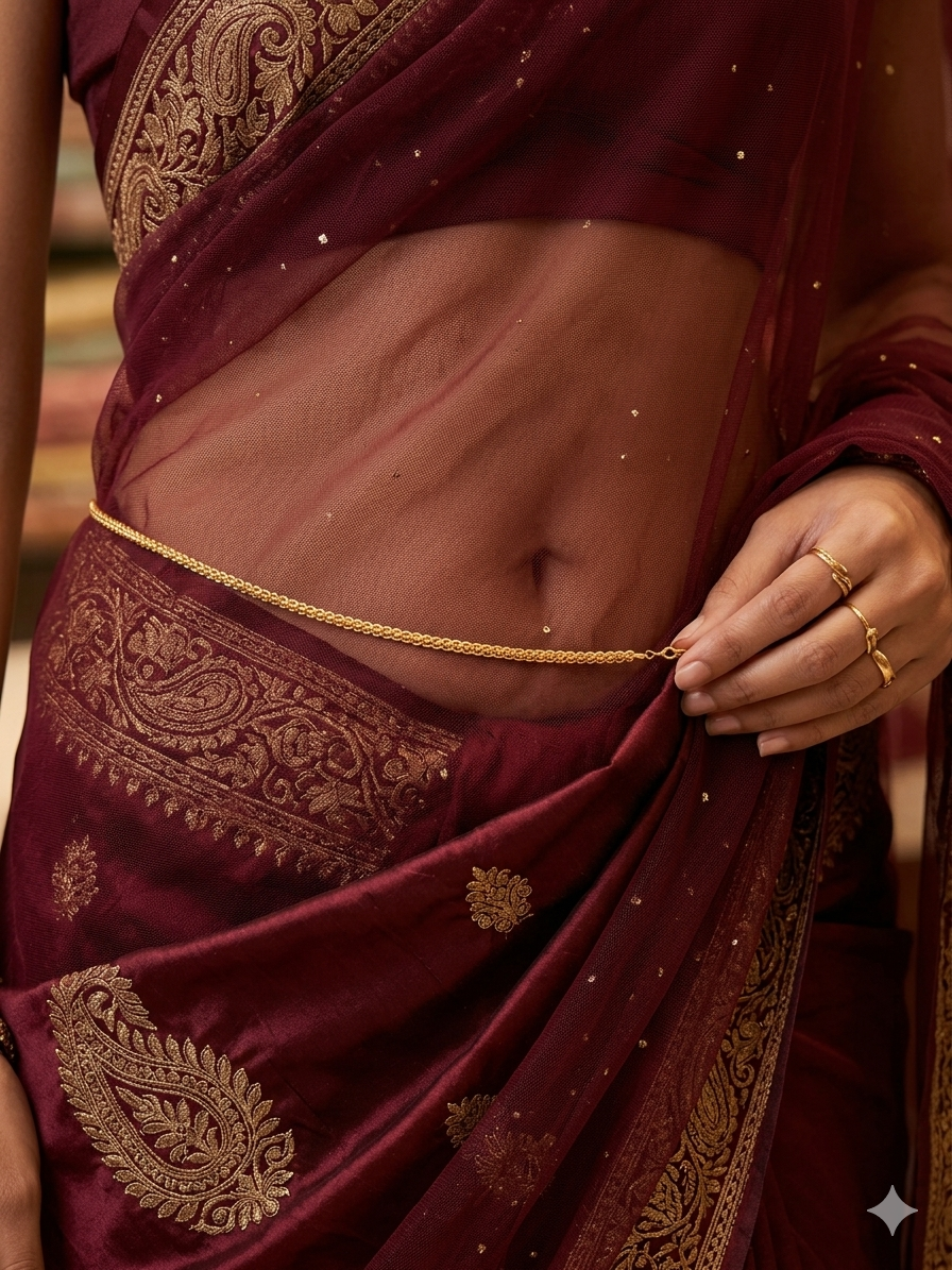 Gold Indian Belly Chain kamarbelt Saree Chain