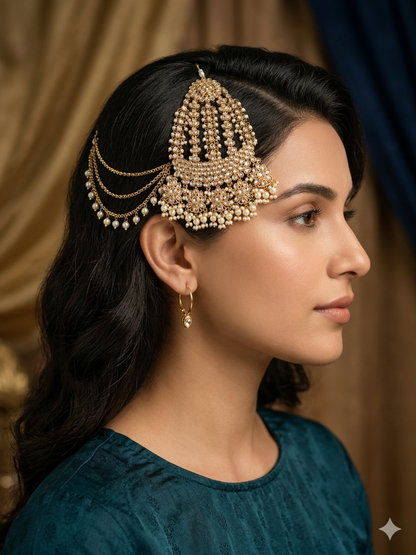 Antique Gold Jhumar Headpassa Mio Pakistani side Headpiece