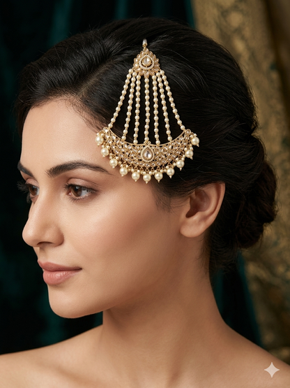 Antique Gold Jhumar Headpassa Mio Pakistani side Headpiece
