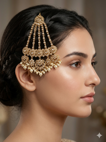 Antique Gold Jhumar Headpassa Mio Pakistani side Headpiece
