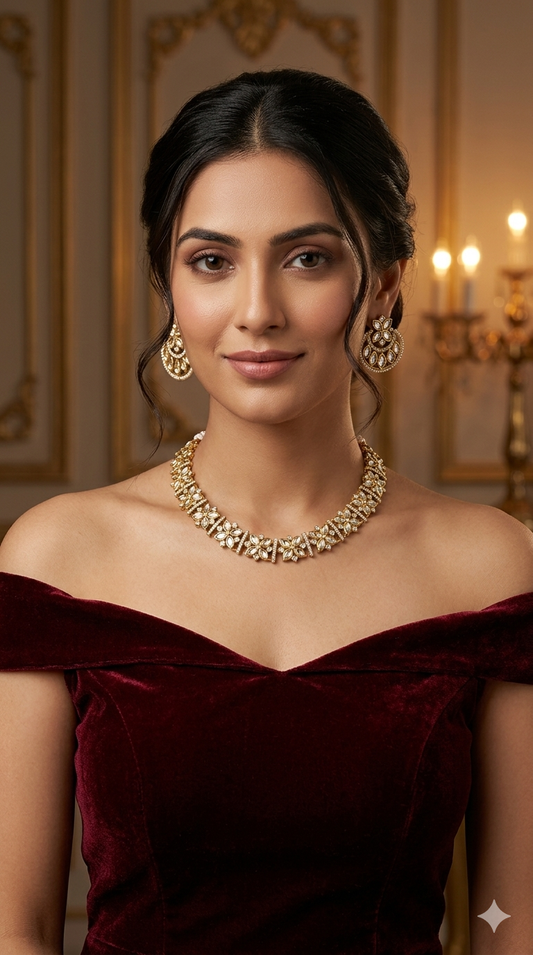 Antique Kundan Necklace Indian Jewelry Juna Set