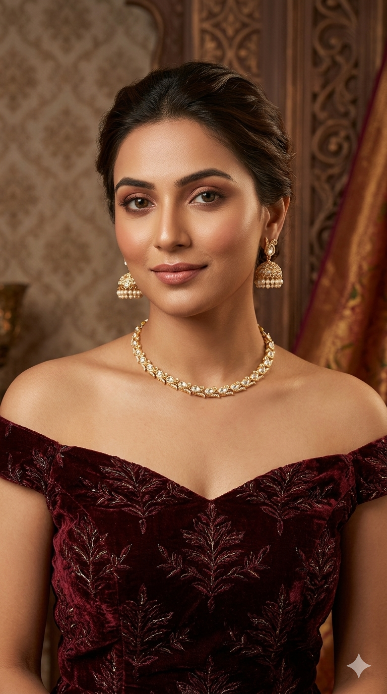 Gold polki Kundan Necklace set/ Gold Necklace Talia sets
