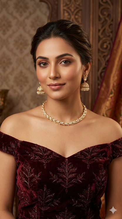 Gold polki Kundan Necklace set/ Gold Necklace Talia sets