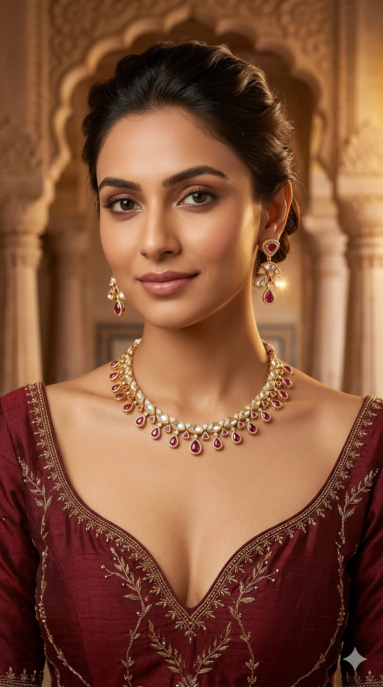 Gold polki Majenta Kundan Necklace set/ Gold Necklace Juno sets