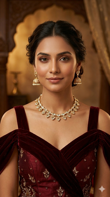 Gold polki Kundan Necklace set/ Gold Necklace Juno sets
