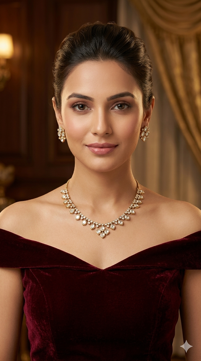 Antique Kundan Necklace Indian Jewelry Pumi Set