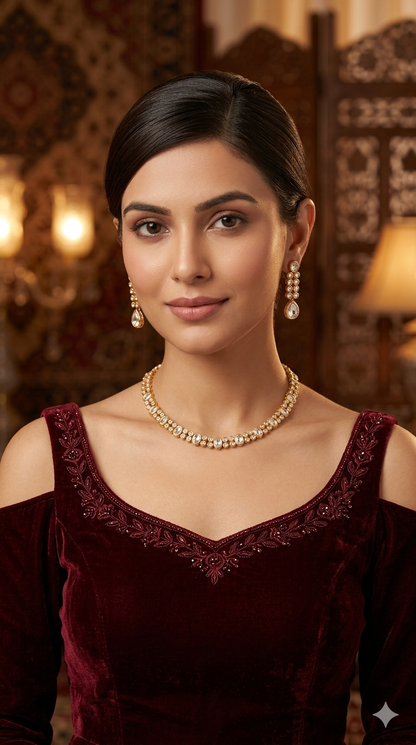 Gold Kundan Necklace Indian Jewelry Eiko Set