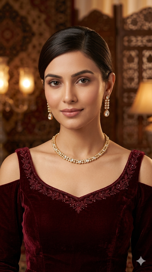 Gold Kundan Necklace Indian Jewelry Eiko Set