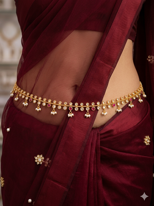 Gold Belly chain indian kamarbelt Dhanvi saree chain