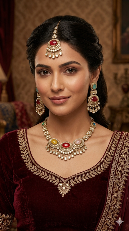 Antique Moissanite kundan necklace Indian Jewellery Lara Wedding Sets