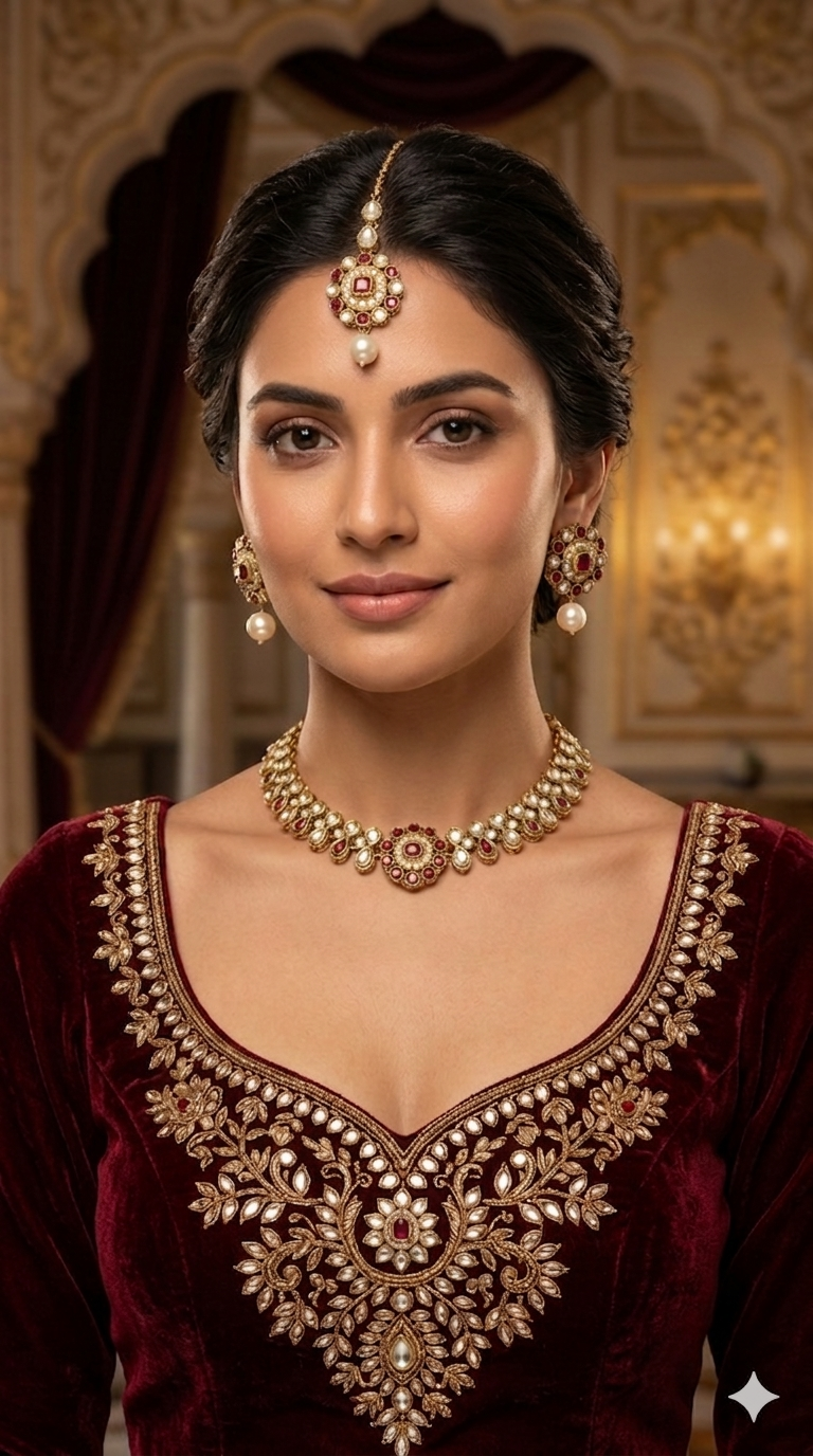 Antique Pista Moissanite kundan necklace Indian Jewellery Aya Wedding Sets