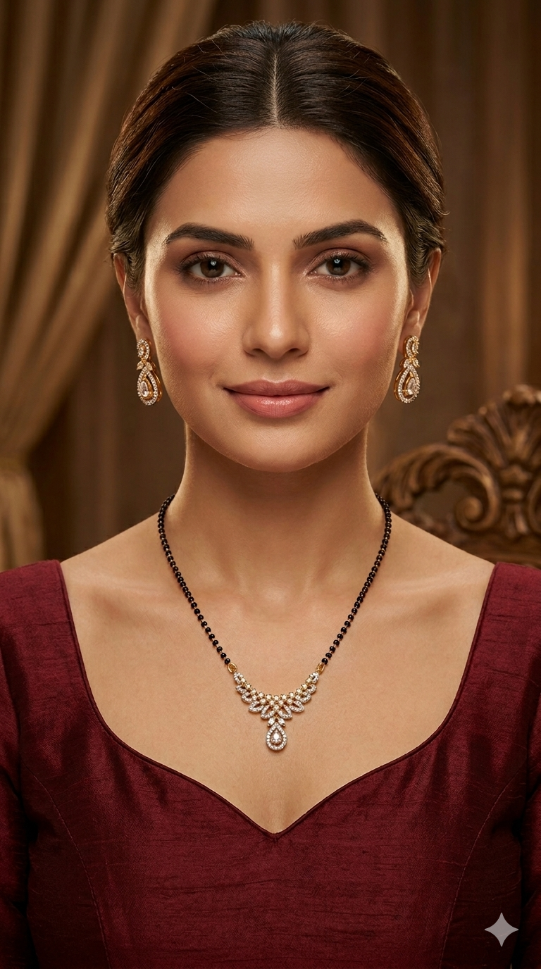 Gold Ad Stone Mangal Sutra Zack Set