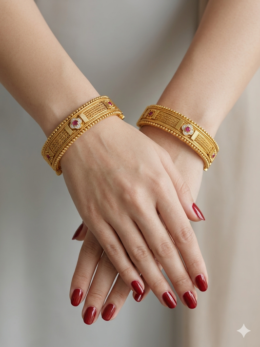 Indian bangles Traditional bollywood jewelry Ruby Piya Gold bangles