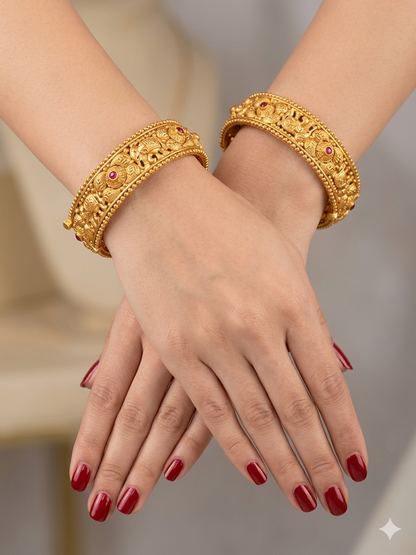 Indian bangles Traditional bollywood jewelry Ruby Palvi Gold bangles