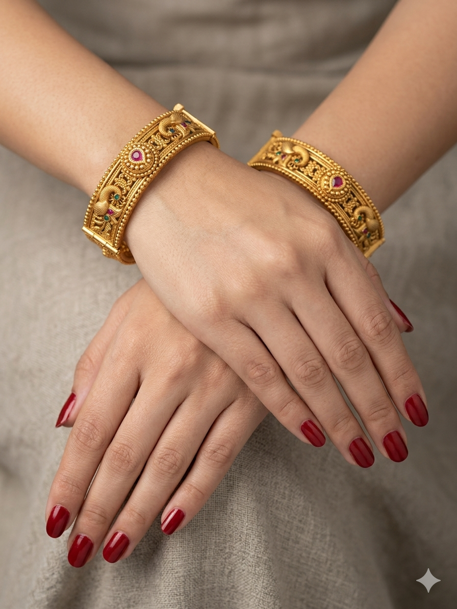 Indian bangles Traditional bollywood jewelry Ruby Green Pihu Gold bangles