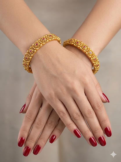 Indian bangles Traditional bollywood jewelry Ruby Pika Gold bangles