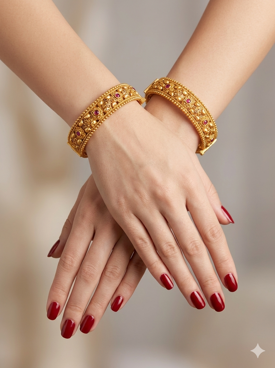 Indian bangles Traditional bollywood jewelry Ruby Ruqa Gold bangles