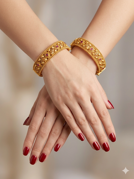 Indian bangles Traditional bollywood jewelry Ruby Ruqa Gold bangles