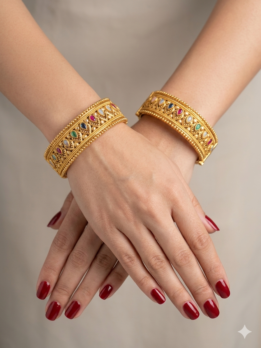 Indian bangles Traditional bollywood jewelry Multicolor Rua Gold bangles