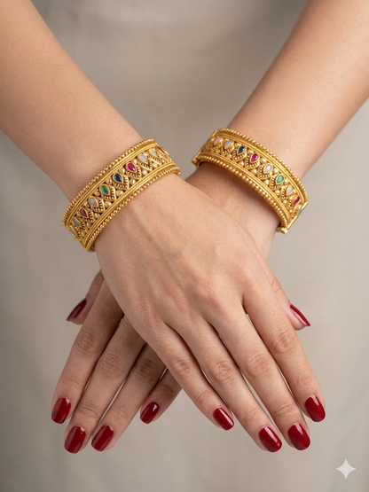 Indian bangles Traditional bollywood jewelry Multicolor Rua Gold bangles