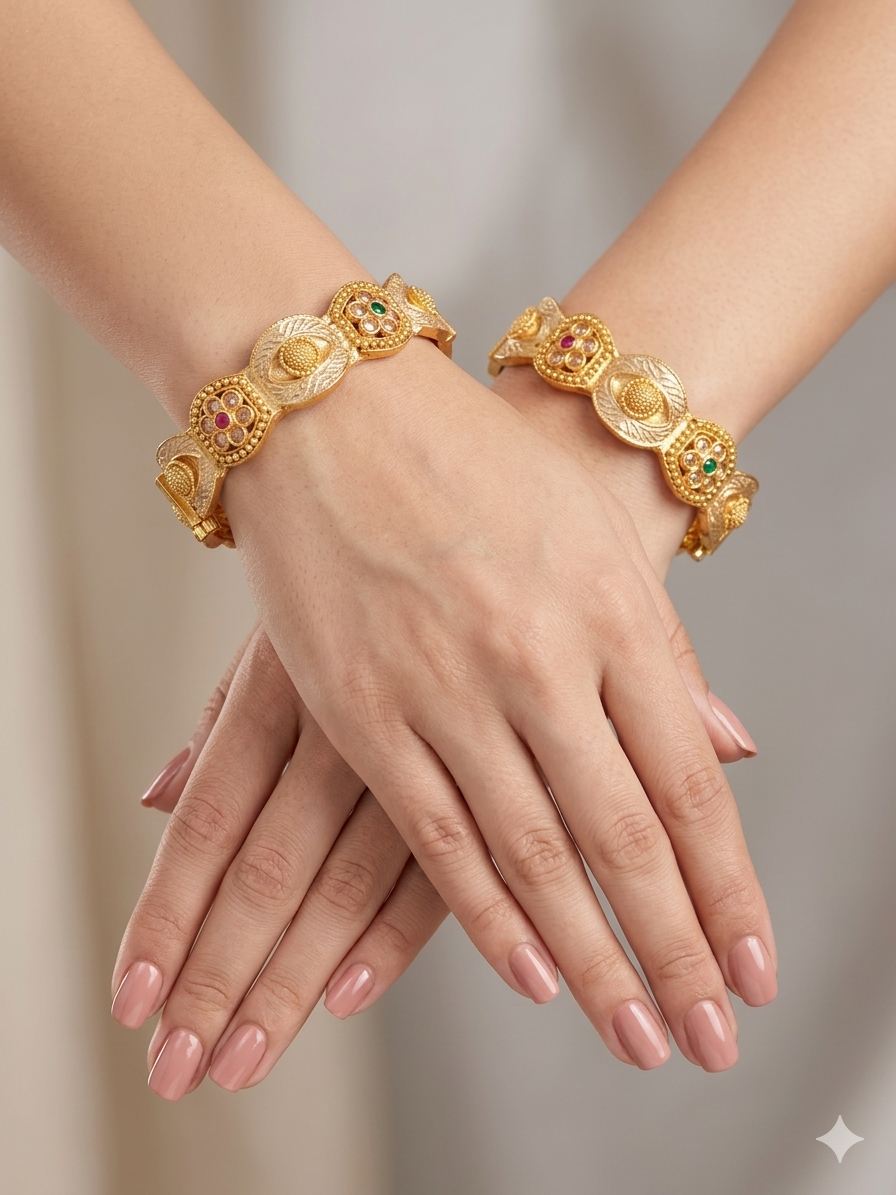 Indian bangles Traditional bollywood jewelry Ruby Green Anah Gold bangles