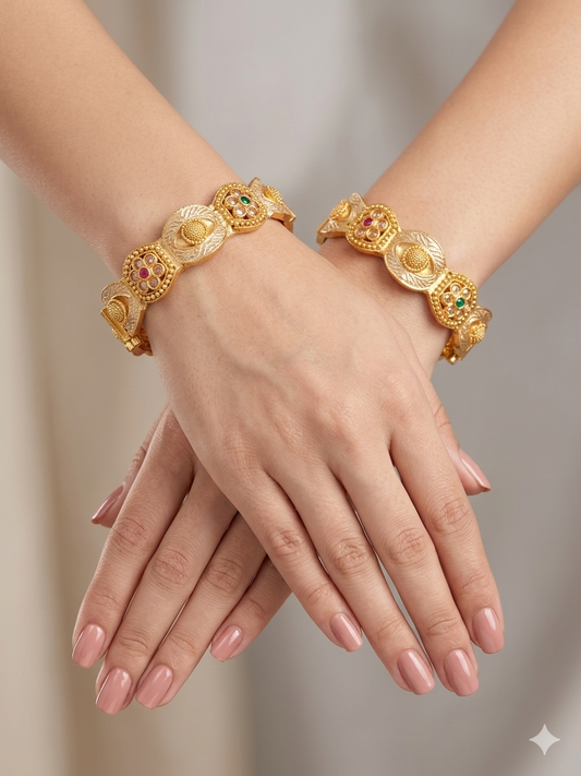 Indian bangles Traditional bollywood jewelry Ruby Green Anah Gold bangles
