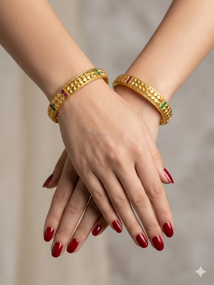 Indian bangles Traditional bollywood jewelry Ruby Green Iqra Gold bangles