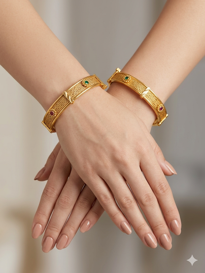 Indian bangles Traditional bollywood jewelry Ruby Green Amara Gold bangles