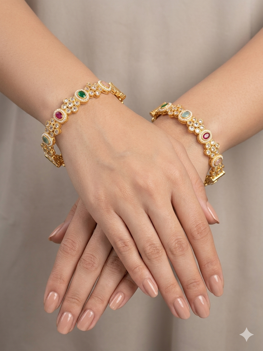 Indian bangles Traditional bollywood jewelry Multicolor Azra Gold bangles