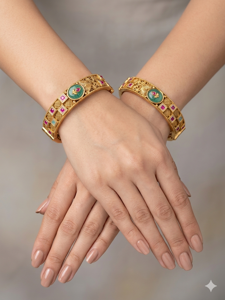 Indian bangles Traditional bollywood jewelry Ruby Mint Safa Gold bangles
