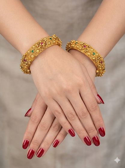 Indian bangles Traditional bollywood jewelry Ruby Green Ayma Gold bangles