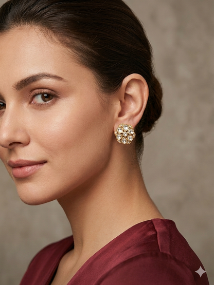 Antique Gold Stud Bollywood Indian Wren Earrings