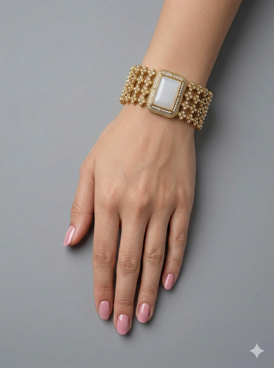 Indian Kundan Hand Bracelets Junia Jewellery