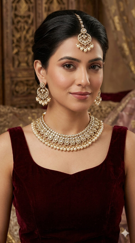 Antique Moissanite kundan necklace Indian Jewellery Miral Wedding Sets