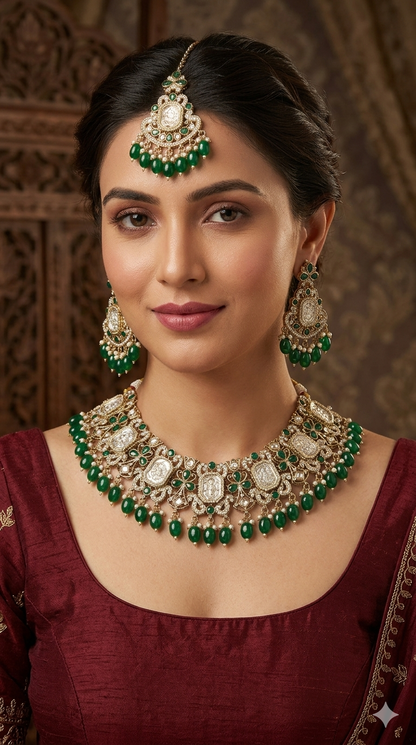 Antique Multicolor Kundan necklace Set/ kundan Indian jewellery kundan Rony sets
