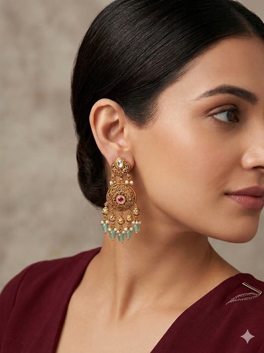 Gold Polki niha Earrings