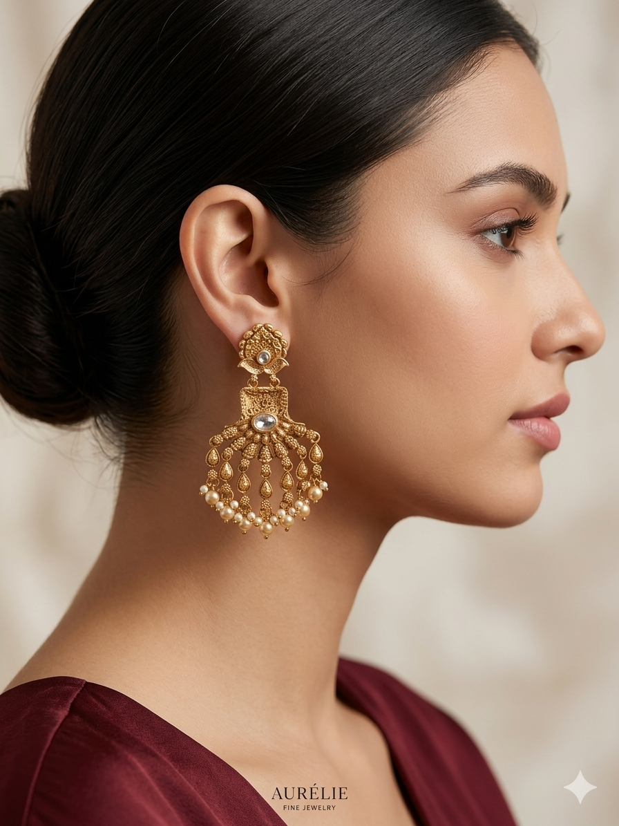 Gold Polki niha Earrings