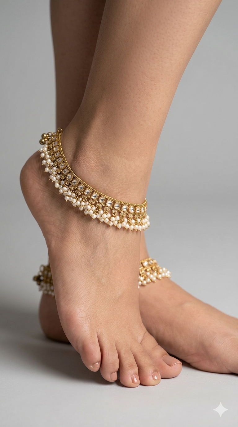 Antique Gold Anklets Jhanjar Payal Heer Indian Jewellery