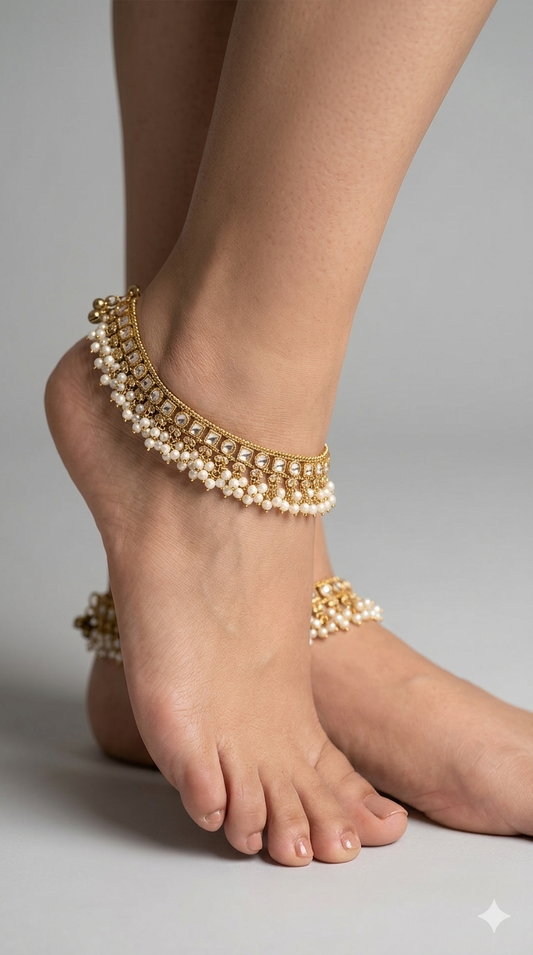 Antique Gold Anklets Jhanjar Payal Heer Indian Jewellery