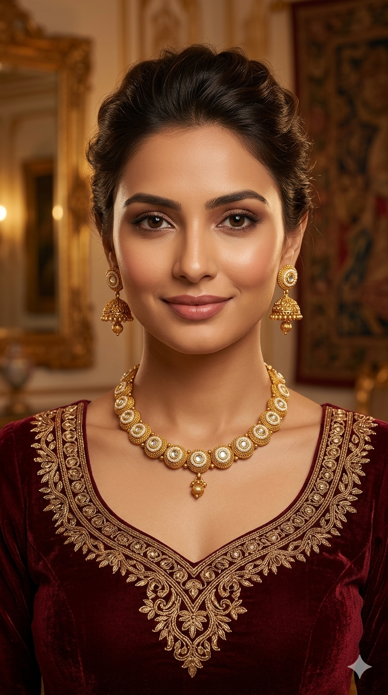 Gold Polki Necklace Jewellery Mansi Set
