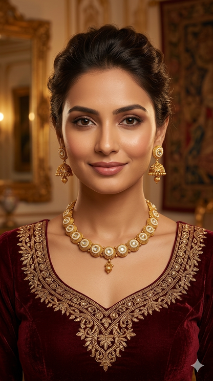 Gold Polki Necklace Jewellery Mansi Set