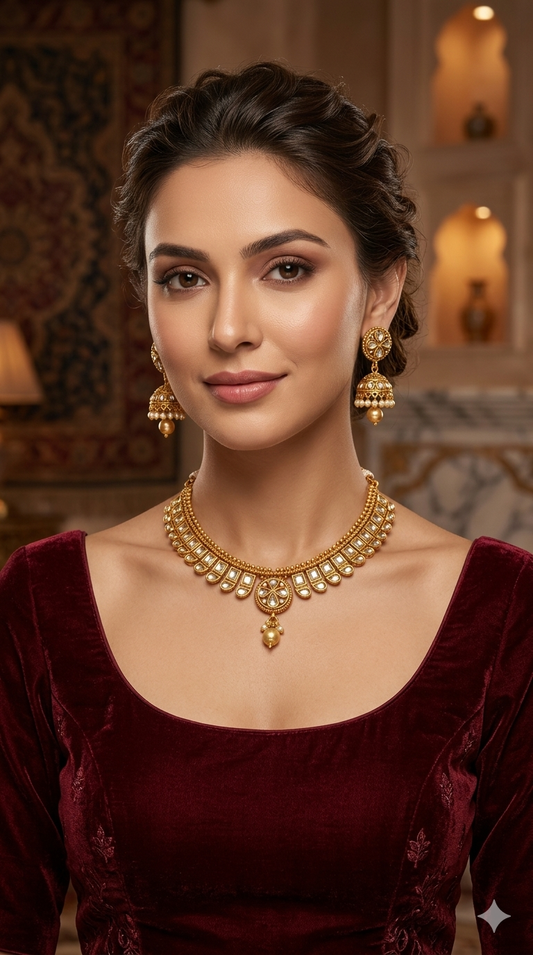 Gold Polki Necklace Jewellery Mansi Set