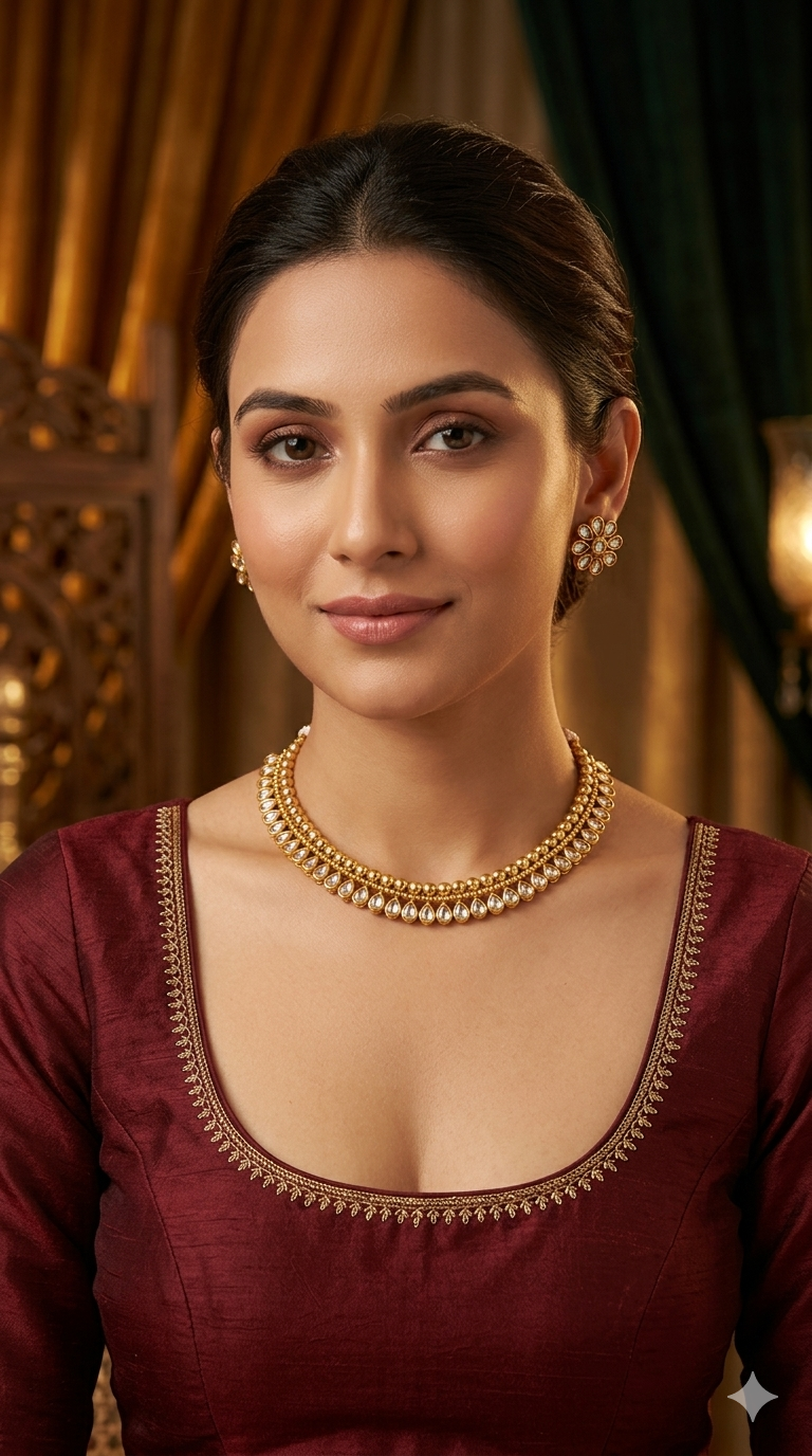 Gold Polki Necklace Jewellery Mansi Set
