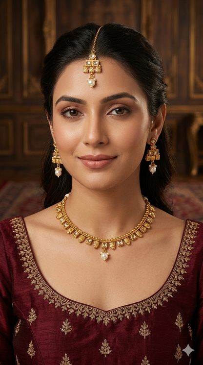 Gold Polki Necklace Jewellery Mansi Set