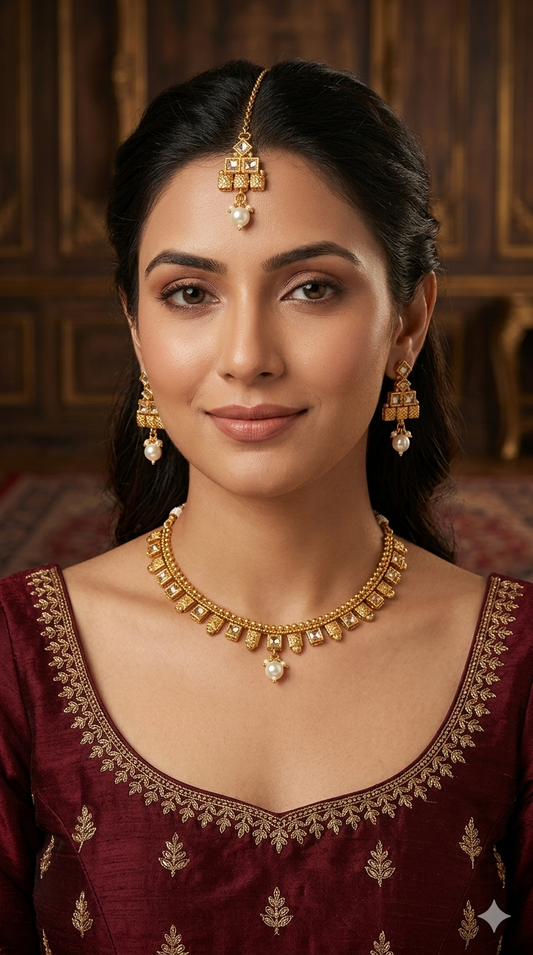 Gold Polki Necklace Jewellery Mansi Set