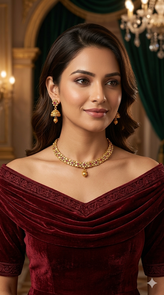 Gold Polki Ruby Necklace Jewellery Mansi Set