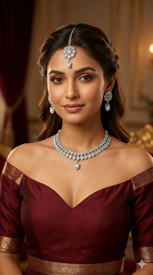 Silver necklace Set/ Silver set Anju Jewellery