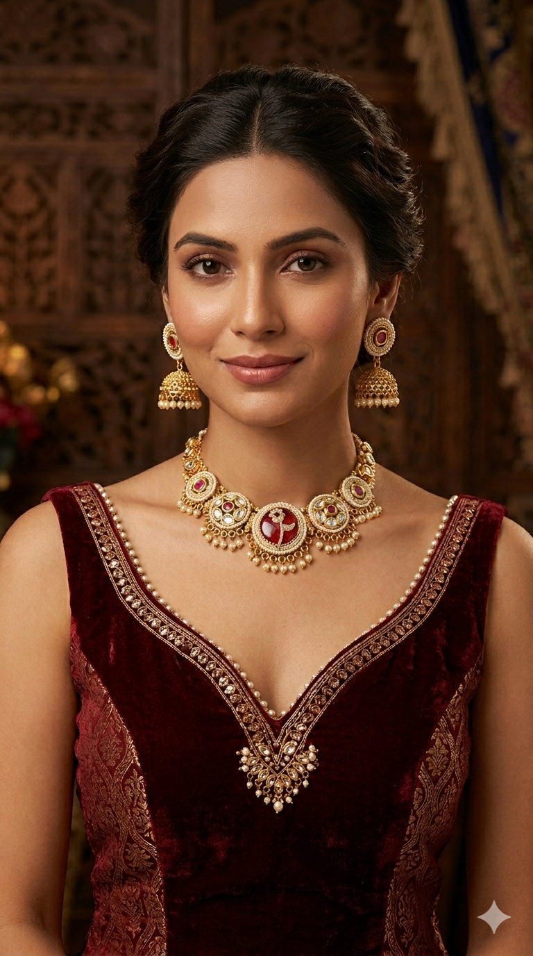 Gold Polki  Necklace Jewellery Juhi Set