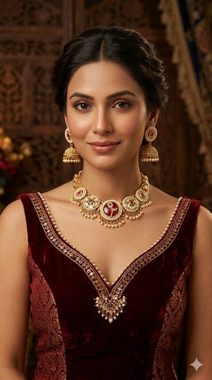 Gold Polki  Necklace Jewellery Juhi Set